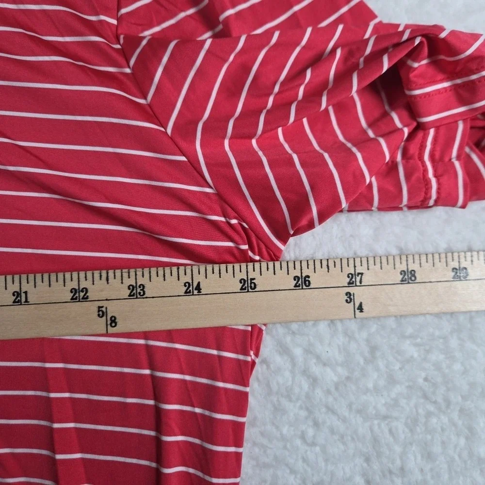 RLX Ralph Lauren Men's XL Pink/white Stripe Short Sleeve Golf Polo Shirt Stretch